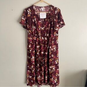 Fall Isabel Maternity Floral Print Target NWT M A-Line Maternity Dress Burgundy